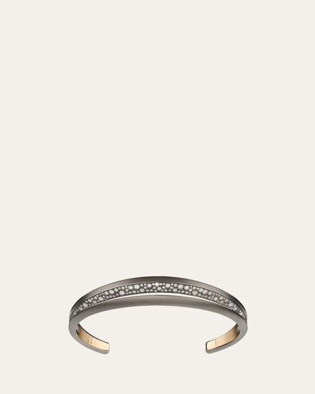 Palmetta Titanium and 18K Rose Gold Diamond Cuff Bracelet